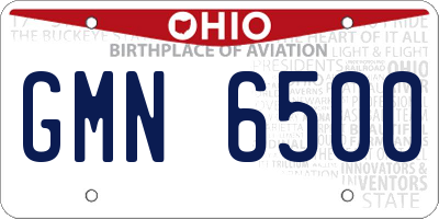 OH license plate GMN6500