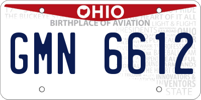 OH license plate GMN6612
