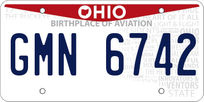 OH license plate GMN6742