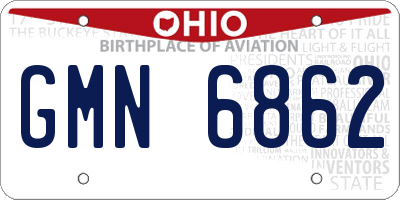 OH license plate GMN6862