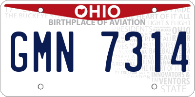 OH license plate GMN7314