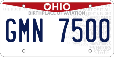 OH license plate GMN7500