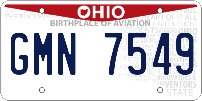 OH license plate GMN7549