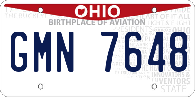 OH license plate GMN7648