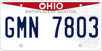 OH license plate GMN7803