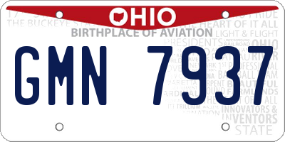 OH license plate GMN7937