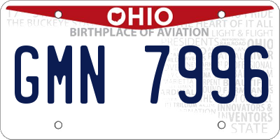 OH license plate GMN7996