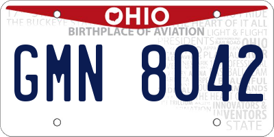 OH license plate GMN8042
