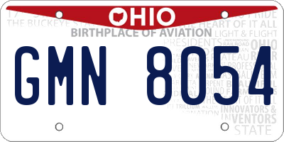 OH license plate GMN8054
