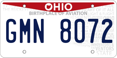 OH license plate GMN8072