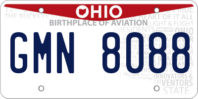 OH license plate GMN8088
