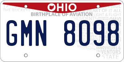 OH license plate GMN8098