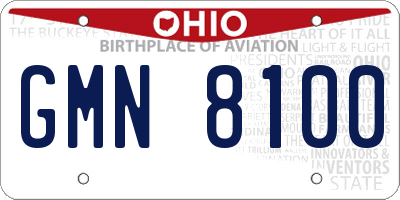OH license plate GMN8100
