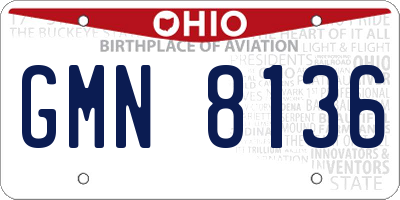 OH license plate GMN8136