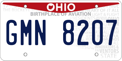 OH license plate GMN8207