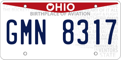 OH license plate GMN8317