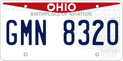 OH license plate GMN8320