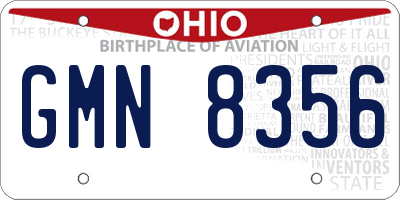 OH license plate GMN8356