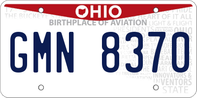 OH license plate GMN8370