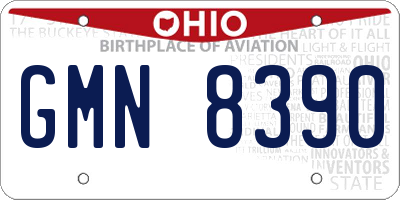 OH license plate GMN8390