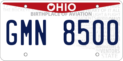 OH license plate GMN8500