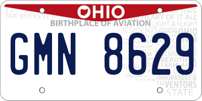 OH license plate GMN8629