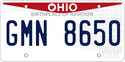 OH license plate GMN8650