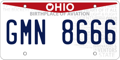 OH license plate GMN8666