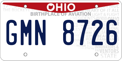 OH license plate GMN8726