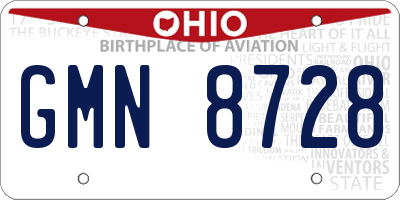 OH license plate GMN8728