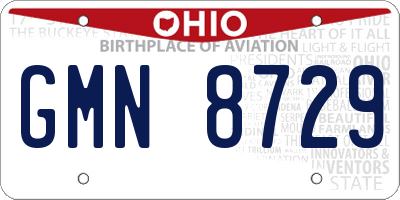OH license plate GMN8729