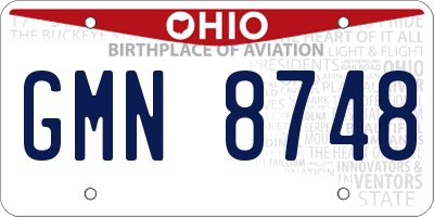 OH license plate GMN8748