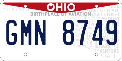 OH license plate GMN8749