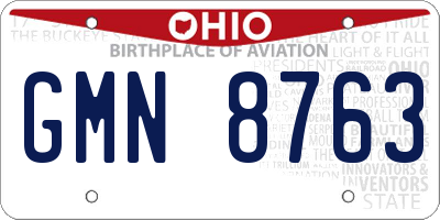 OH license plate GMN8763