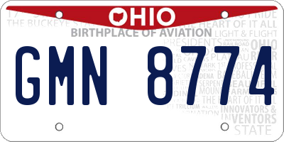 OH license plate GMN8774