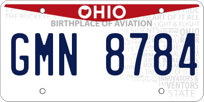 OH license plate GMN8784