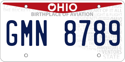OH license plate GMN8789