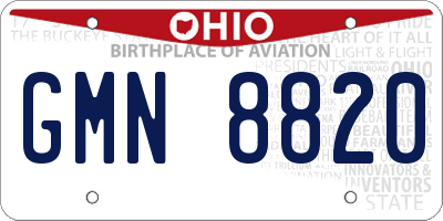 OH license plate GMN8820