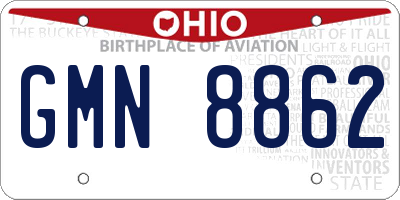 OH license plate GMN8862
