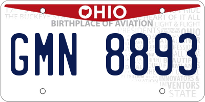 OH license plate GMN8893