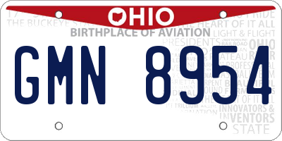 OH license plate GMN8954