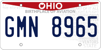 OH license plate GMN8965