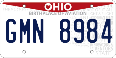 OH license plate GMN8984