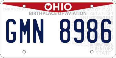 OH license plate GMN8986