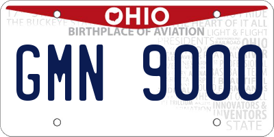 OH license plate GMN9000