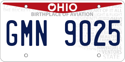 OH license plate GMN9025