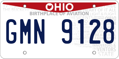 OH license plate GMN9128