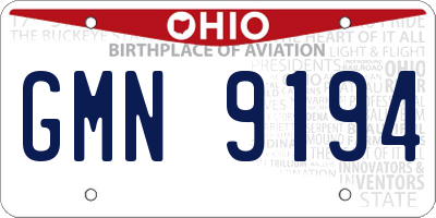 OH license plate GMN9194