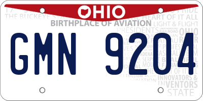 OH license plate GMN9204