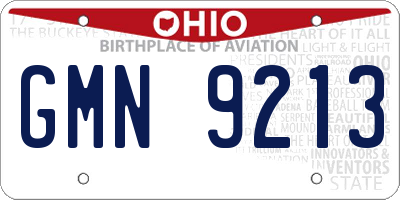 OH license plate GMN9213